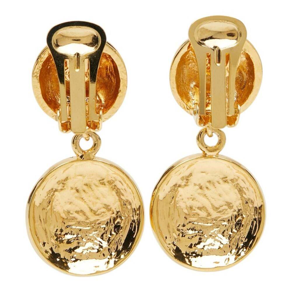 Celine Vintage Triomphe Macadam Earrings, Gold Plated, Women's. - Picture 3 of 6